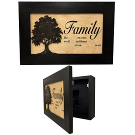 Bellewood Designs Family Tree Hidden Gun Safe - Handcrafted Gun Concealment Decor - Hidden Gun Shelf for Quick Access - Hidden Wall Safe for Secure Storage - Made in USA (Black)