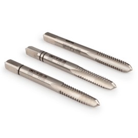 GSR Professional Tap Set, Inch Thread, 3 Pieces, UNC 1/4 Inch, 20 Gear, HSSG Tripod Thread, with Taper Tap, Middle Cutter & Finishing Tap, Core Hole Drill for Through Hole and Blind Hole