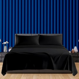 Twin Sheet Set Luxury 1800 Soft Microfiber Hotel Luxury Cooling Bed Sheets Wrinkle & Fade Resistant- 15“ Deep Pockets Sheets for Twin Size Bed 3 Piece Set - Bedding Sheets & Pillowcase- Black