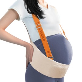 pobopobo Maternity Belly Band Support Belt for Pregnancy, Adjustable Pregnancy Support Band (Orange, M(99-160Lb))