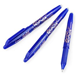 Pilot FRIXION Ball Erasable Rollerball Pen - 1.0mm Broad Tip - Pack of 3 - Blue Ink