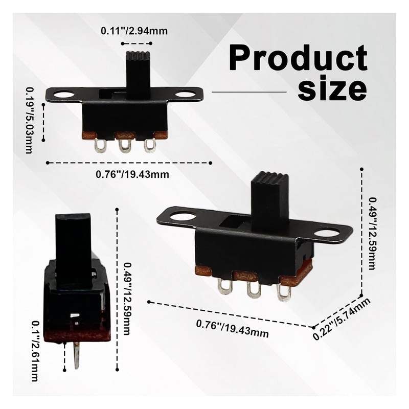 Mini Slide Switches 25pcs 0.1 inch (3 mm) 2 Tier