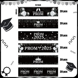 Graduation Prom Water Bottle Label - COcnny 120pcs Prom Party Decorations Stickers Congrats Grad Supplies, Class of 2024 Bottle Wrappers Sticker Decor for College School Celebration (Black Sliver)