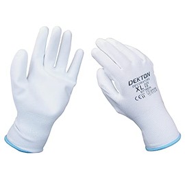 DEKTON DT70816 Decorators PU Coated Gloves,White,Size 10/XL CAT11,EN388,Ultra Grip, Perfect for DIY,Building, Decorating, Garden.
