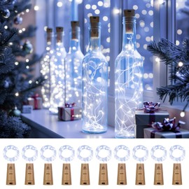 inpmrl Paquete de 10 Luces para Botellas con Corcho, 20 LED 7 pies Luces de Cadena de Alambre de Cobre Blanco Frío para Botellas de Vino, Luces Decorativas de Hadas Operadas por Batería para Bricolaje