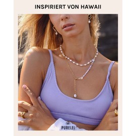 Purelei® Aina Necklace (Gold), Women's Necklace Made of Durable Stainless Steel, Waterproof Jewellery with Pendant, Adjustable up to 50 cm Length, Stainless Steel, Pearl