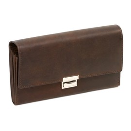 LEAS Vintage Style Real Leather Waiter Taxi Driver & Trucker Wallet Dark Brown Vintage, dark brown, Classic