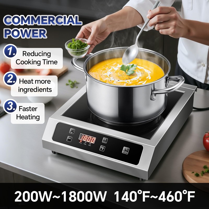 Zomagas Portable Commercial Induction Cooktop,1800W Induction Burner with Sensor Touch