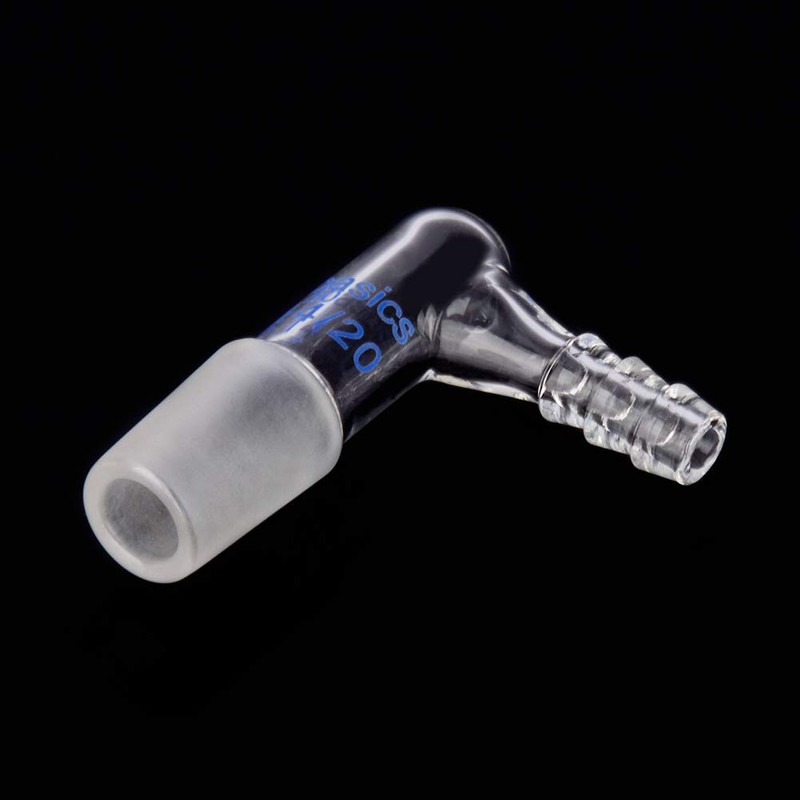 Labasics Glass 90 Degree Vacuum/Gas Adapter, Borosilicate Glass Bent Inlet
