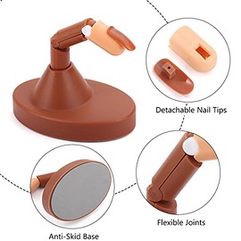 LIONVISON Dedos de práctica de uñas para uñas acrílicas, juego de dedos de manicura flexibles para manos, 3 dedos falsos para practicar uñas postizas con soporte base y 100 puntas de uñas de repuesto