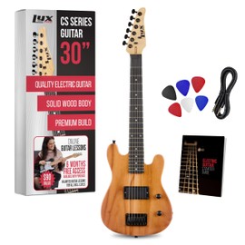 LyxPro CS 30” Electric Guitar Kit for Beginner, Intermediate & Pro Players with Guitar, Amp Cable, 6 Picks & Learner’s Guide | Solid Wood Body, Volume/Tone Controls, 5-Way Pickup - Natural