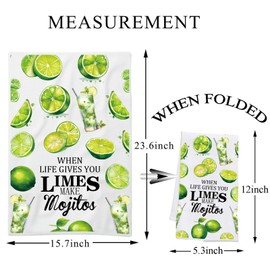 PLITI Mojito Lover Gift When Life Gives You Limes Make Mojitos Kitchen Towel Cocktail Gift Bartender Gift Bachelorette Gift (Limes Mojitos TWU)
