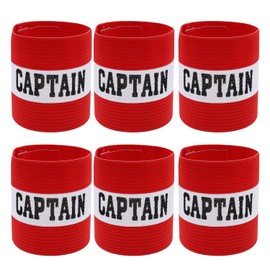 Hosifiy Pack of 6 Football Captain's Armband Red Nylon Elastic Football Captain Armband Adjustable Football Armband for Youth Adults Sports Training