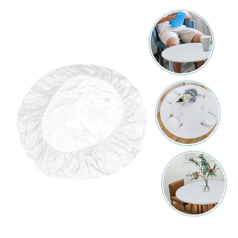 SHOWERORO Flannel Backing Round Tablecloth Elastic Table Cover for Home