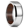 King Will 8mm Silver Titanium Ring Inlaid Wood Inner Hole