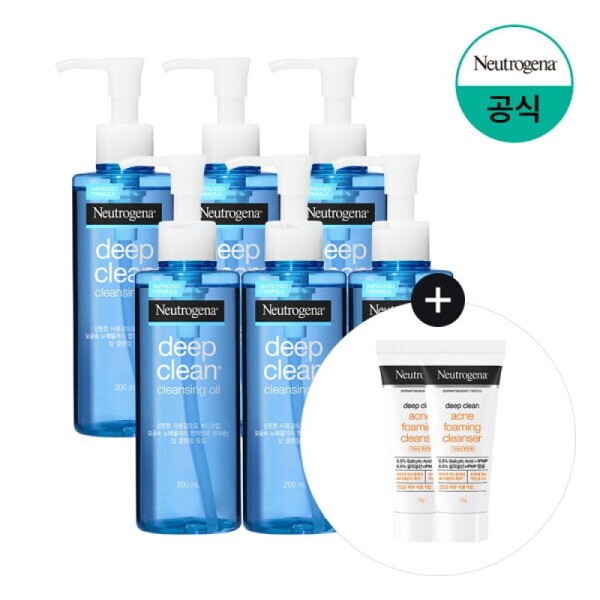 Neutrogena Deep Clean Cleansing Oil 200ml x6+ Acne Foam 10g