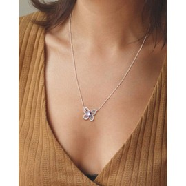 CAIDIKA Silver Alexandrite Necklace for Women Butterfly Pendant with 18 Inch Chain Anniversary Birthday Lucky Celtic Knot Jewelry