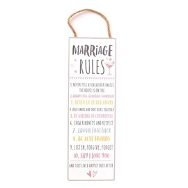 Widdop and Co Wedding/Anniversary Hanging Sentiment Wooden Wall Plaque - Marriage Rules - Decorative Wedding Gift/Home Decor, LL492