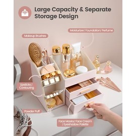 Lolalet Estuche de Exhibición para Cosméticos  Makeup Organizer with Drawers Cuero PU Exhibidor Organizador sobre Tocador Gabinete Cuarto de Baño...  