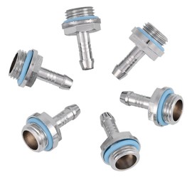 Richer-R Water Cooling Fitting, 6 PCS PC Water Cooling Two-Touch Fitting G1/4 Thread Barb Connector Tube(11mm)