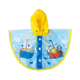 Heless 2172 Rain Cape for Dolls in Sailing Friends Design, Waterproof, Size 35 - 45 cm