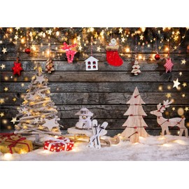 LTLYH 7x5ft Christmas Backdrop Winter Snow Background Christmas Rustic Wood Wall Decorations Backdrops Xmas New Year Family Party Decoration Photo Studio Props Banner 239