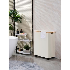 efluky Double Laundry Hamper with Wheels, Divided Laundry Hamper with Removable Bags, 2 Section Dirty Clothes Basket with Handles for Bathroom, Bedroom & Laundry Room, 160L Beige