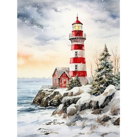 wadafen 5D DIY Diamond Painting Kits for Adults,Lighthouse Full Drill Diamond Art Kits,Diamond Painting Cross Stitch Crystal, for Home Living Room Bedroom Wall Decoration