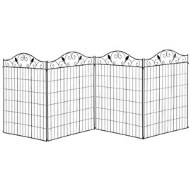 Outsunny Garden Fence Animal Barrier for Dogs, 4 Pack, 44 in(H) x 12 ft(L) Folding Garden Fence Border, No Dig Ground Stake Metal Fence Panels for Outdoor Patio Yard Landscape