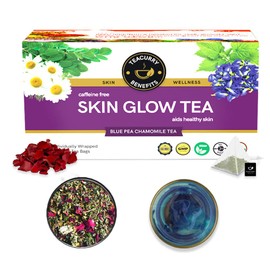 TEACURRY Skin Glow Tea (30 Tea Bags, 1 Month Pack) - Helps with Skin Nourishment, Hydration, Glow - All Natural Caffeine Free Herbal Tea