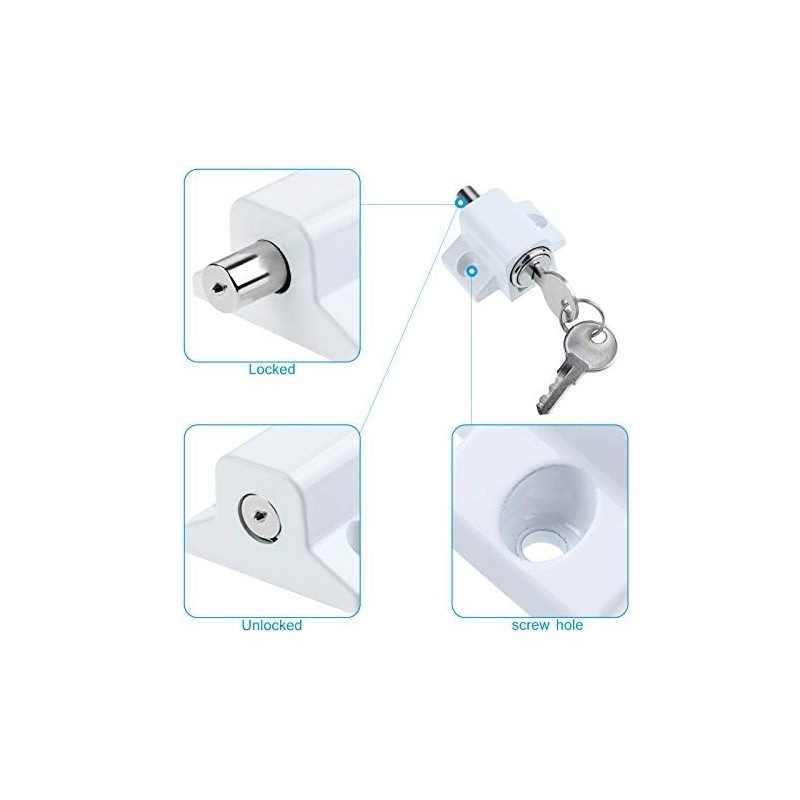 2Pcs White Sliding Patio Lock Sliding Patio Door Latches Set