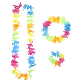 Bright Multicolor Hawaiian Sets Accessory for Tropical Hawiian Fancy Dress
