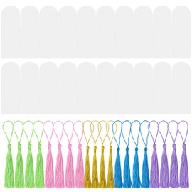 20 Pcs Clear Acrylic Blank Bookmarks with Coloured Tassels for DIY Projects and Graduation Gift Tags