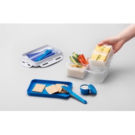 Lock & Lock to-Go Lunch Box - Lunch Box with 3 Compartments - Made of High Quality Transparent Plastic BPA Free - Leak-Proof - Rectangular 1 Litre Blue