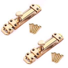 2X Heavy Duty 4"/100mm Solid Brass Slide Door Bolts - Dead Lock Security Catches/Latches