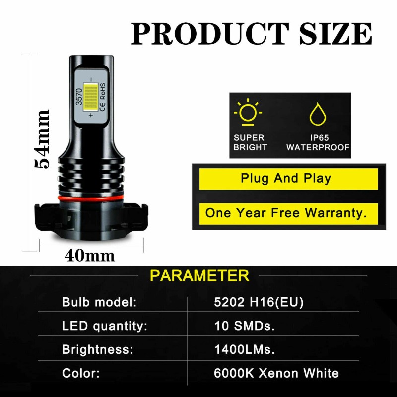 SHENKENUO For Tahoe 2007-2014 - 6X 8000K LED Headlights Fog