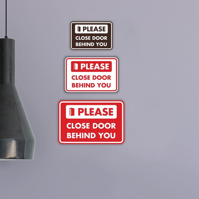 Classic Framed Please Close Door Behind You Sign (Brushed Silver)