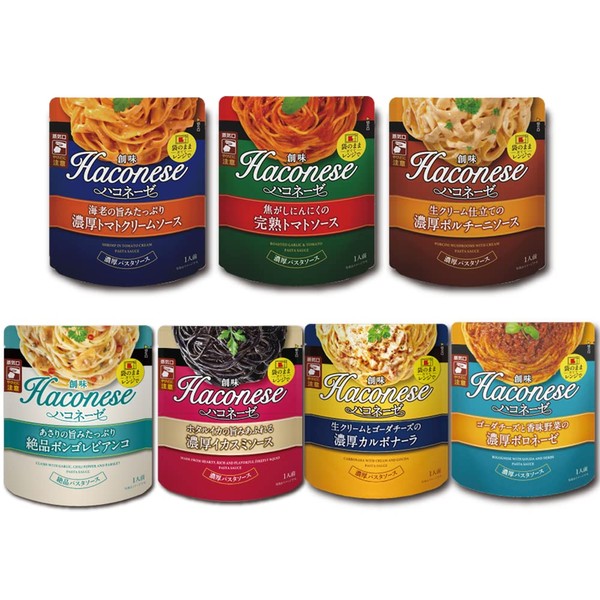 Haconese Pasta Sauce, 7 Types, 1 Bag Each, Set of Eat, Compare Assortment (7 Types)