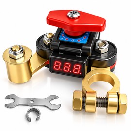Car Battery Disconnect Switch for Vehicle Storage – Rotating Battery Cutoff with Digital Voltmeter Display