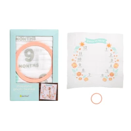 Pearhead Pearhead Watch Me Grow Monthly Milestone Photo Blanket Keepsake Set, Pink, Floral