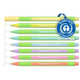 Schneider 191088 Line-Up Pastel Fineliner (Line Width 0.4 mm, Made of Bio-Based Plastic, Awarded with The Blue Angel), Pack of 8, Assorted