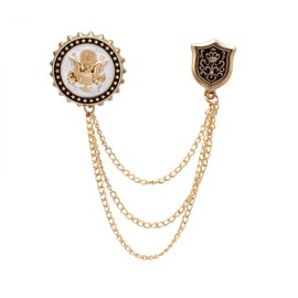 Knighthood Brooch Pin Royal Gold Badge with Gold Stars,White Enamel and Shield Brooch Suit Stud Lapel Pin