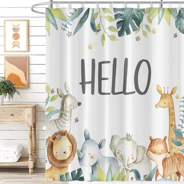 Umpoo Jungle Animals Shower Curtains Cartoon Safari Jungle Animals Tropical
