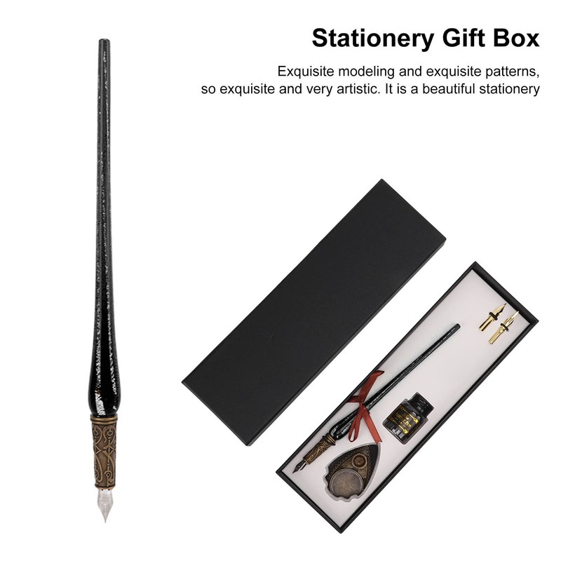 Feather Pen Set Durable Creativity Easy Writing Stationery Gift Box