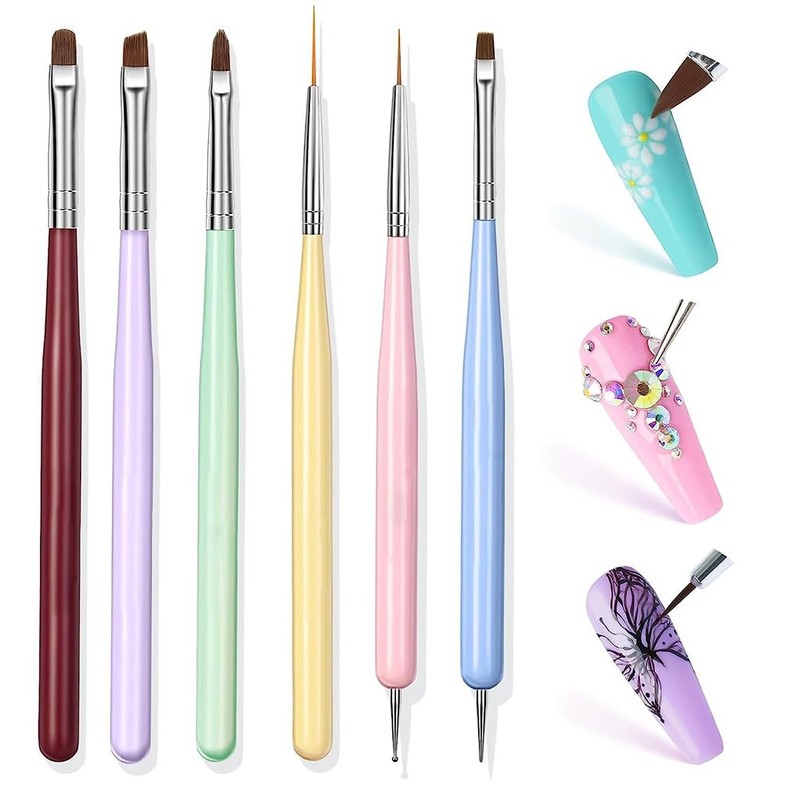 Juego de brochas profesionales para decoración de uñas de 6