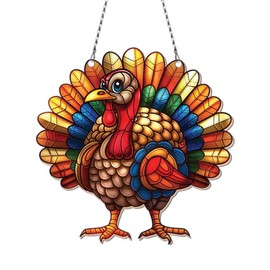 Funny Thanksgiving Turkey Ornament Acrylic Window Hanging; Thanksgiving Turkey Decorations, Home Wall Room Hanging Decor, Gift for Funny Thanksgiving Turkey Lovers