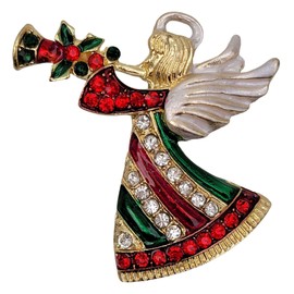 GFM® Sparkly Christmas Brooch - Santa Claus, Christmas Tree, Wreath, Rudolph, Candy Stick, Snowman, Reindeer (BRCH-CHRIS-C) (BRCH-Xmas-FairyTrumpet)