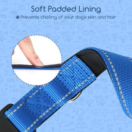 Dog Collar for Large Dogs, Nobleza Adjustable Reflective Boy Dog Collar with Safety Lock and Quick Release Buckle, Durable Nylon Pet Collar with Soft Neoprene Padded (Blue, L)