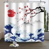 Xiaoterna Kanagawa Traditional Japanese Painting Shower Curtain Large Wave Shower