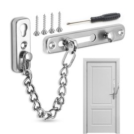 Door Chain Lock, Door Chain Security Lock, Stainless Steel Door Chain Lock for Hotel, Family, Interior Doors, Windows (Silver)